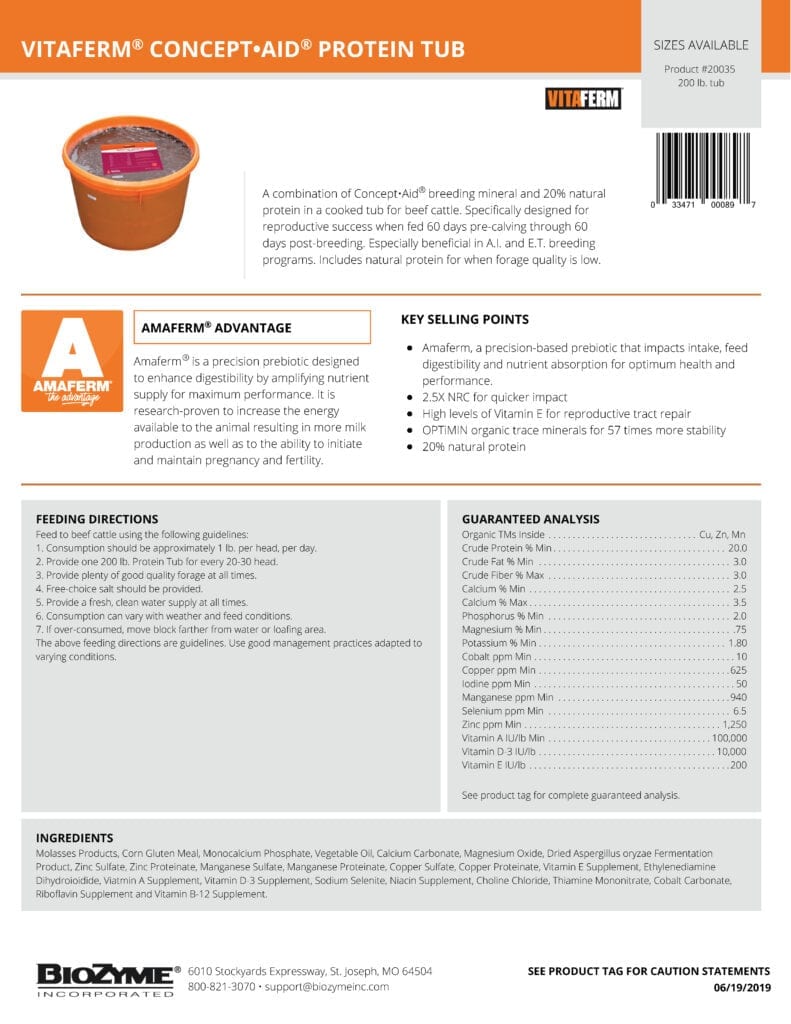 Cattle - VitaFerm® Concept•Aid® Protein Tub - CFC Farm & Home